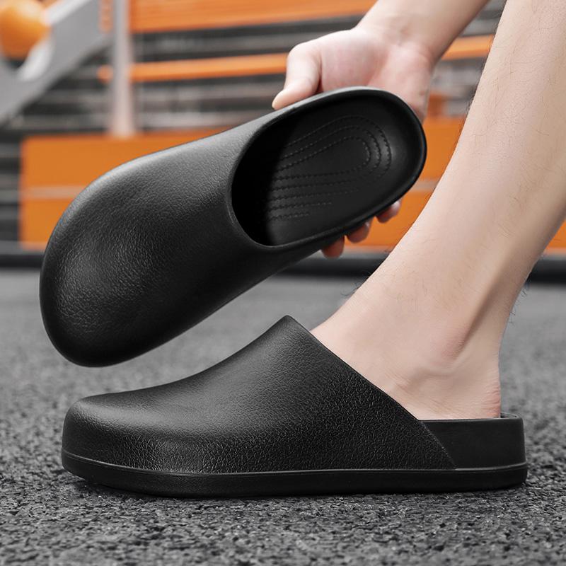Fashion Thick Bottom Slippers Men Chef Shoes Non-Slip Bathroom Home Flip-Flops Soft Sole Eva Indoor Sandals Summer Beach Outdoor Slides