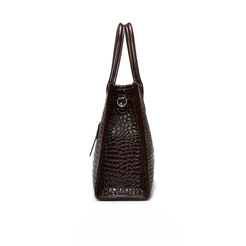 Tote Bag Crocodile Pattern Patent Leather Shiny Bread Bag High-end Fashion Commuter Bag Large Capacity Handbag for Women