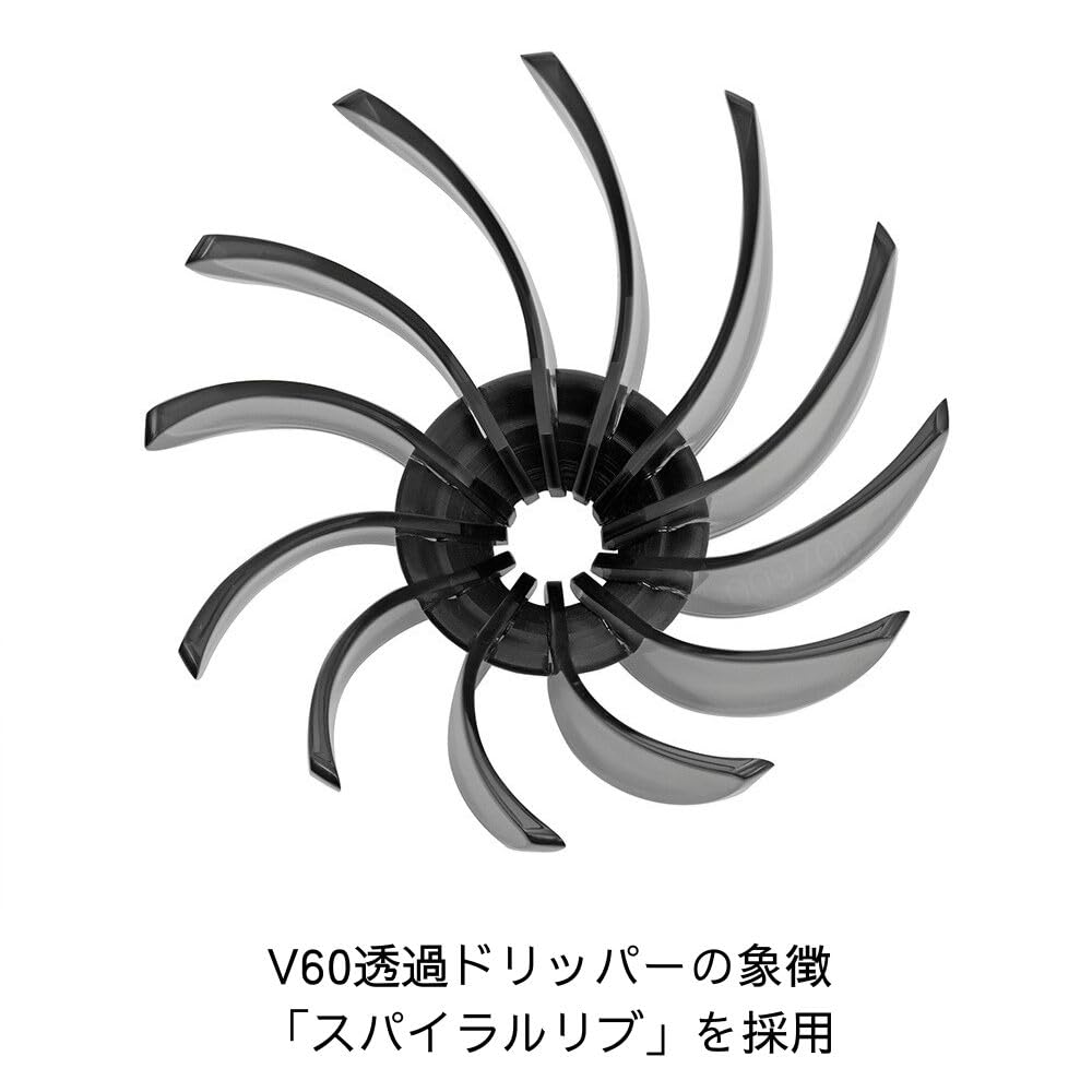 HARIO V60 Dripper SUIREN 02 Black, 1-4 Cups, Hand Drip Coffee, VDSU-02-TB
