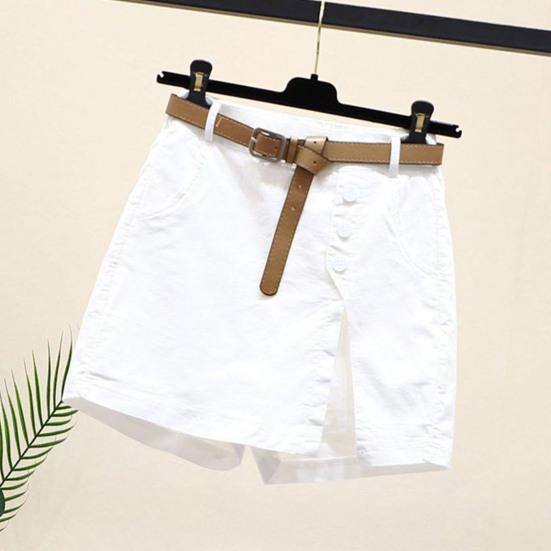 Gonna Pantaloncini Donna Vita Alta Finto Due Pezzi Bottoni Decorativi Spacco Laterale Monocolore Sopra il Ginocchio Tasche Dritti Morbidi Streetwear Abbigliamento Donna