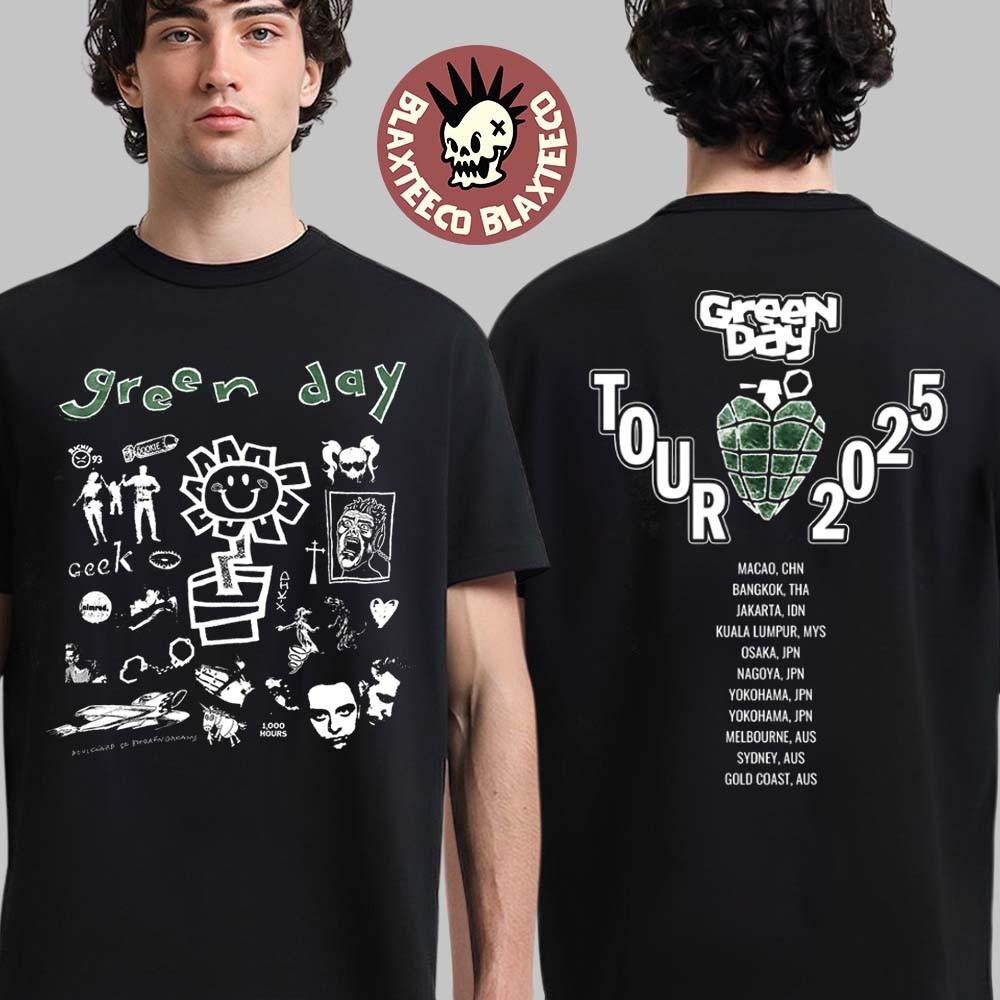 Green Day Merch Tour 2025 Unisex T-shirt Heavy Cotton Reprint Gift For Fans