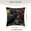 1Pc Of Short Plush Decorative Pillow Cover Featuring Victorian Crows, Printed On One Side, Measuring 18 Inches By 18 Inches, Ide