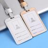 Horizontal Transverse Aluminum Alloy ID Name Card Case Business Work Card Badge Holder with Lanyard