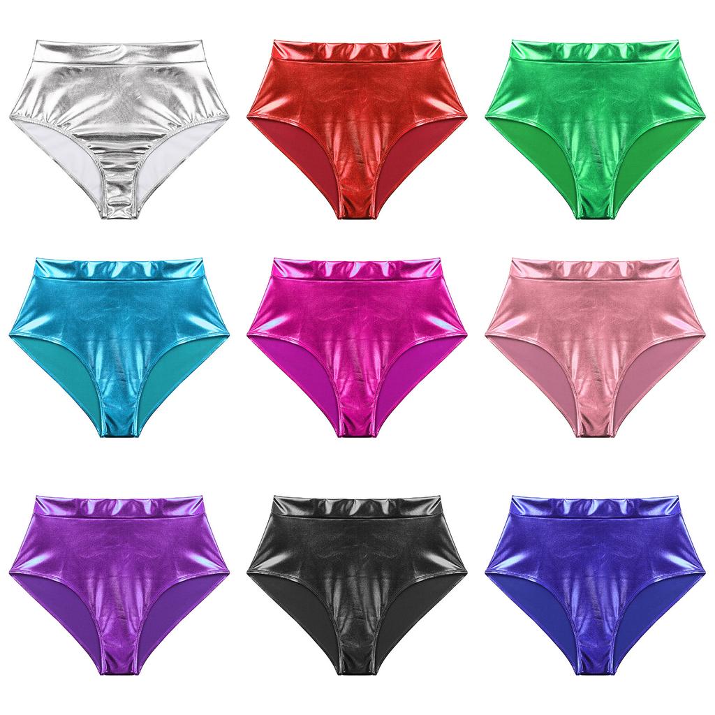 Women's Shorts Wetlook Hotpants Metallic Panties Shiny Stretch Dance Shorts Party Disco Night Club Costume
