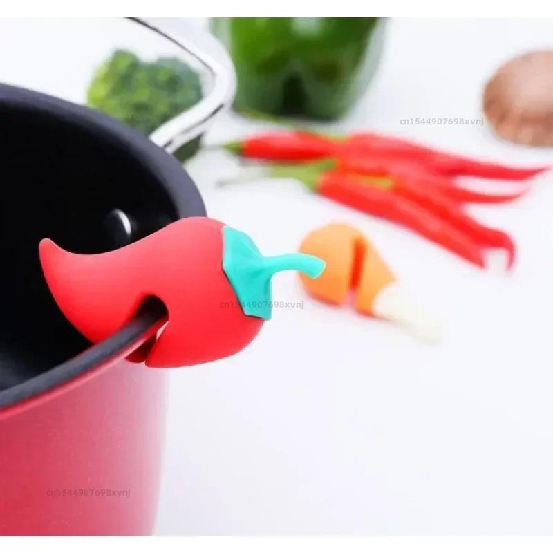 Cute Silicone Pot Lid Anti-spill Rack Heat-resistant Anti-Overflow Stoppers Pot Cover Lifter Holder Creative Kitchen Tool Gadget