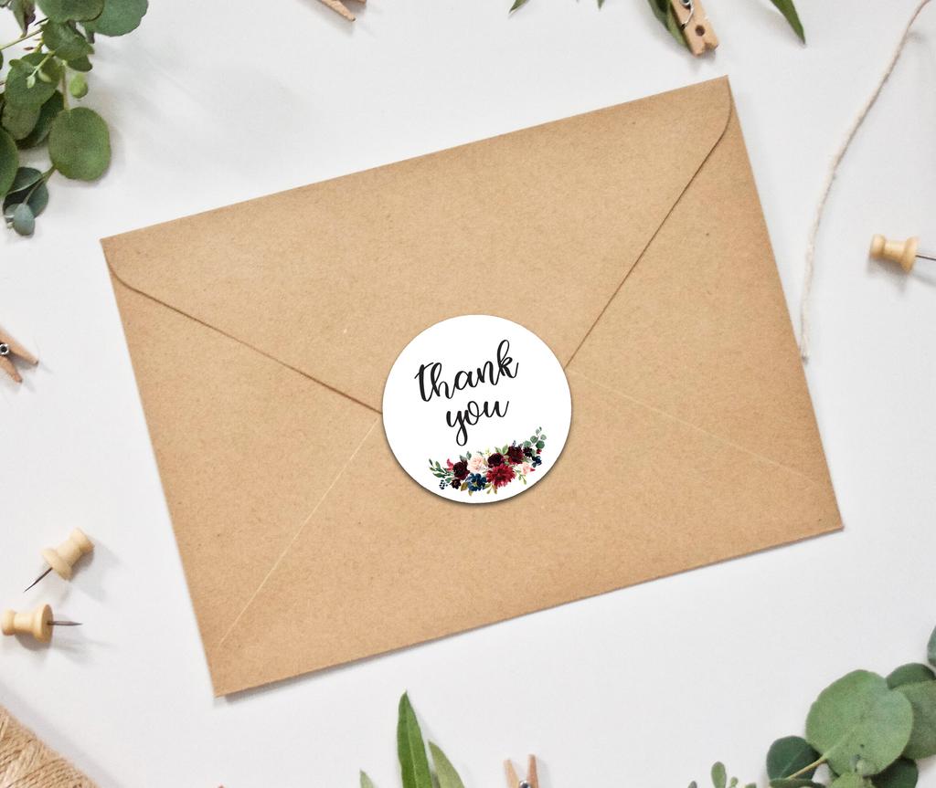 Darling Souvenir Personalized Botanical Floral 1.6 Inches Round Thank You Stickers DIY-45