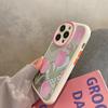 Fashion Pink Tulips Makeup Mirror Letters Lovely Flowers Phone Case For Iphone 14 11 12 13 Pro Max Shockproof Soft Back Cover