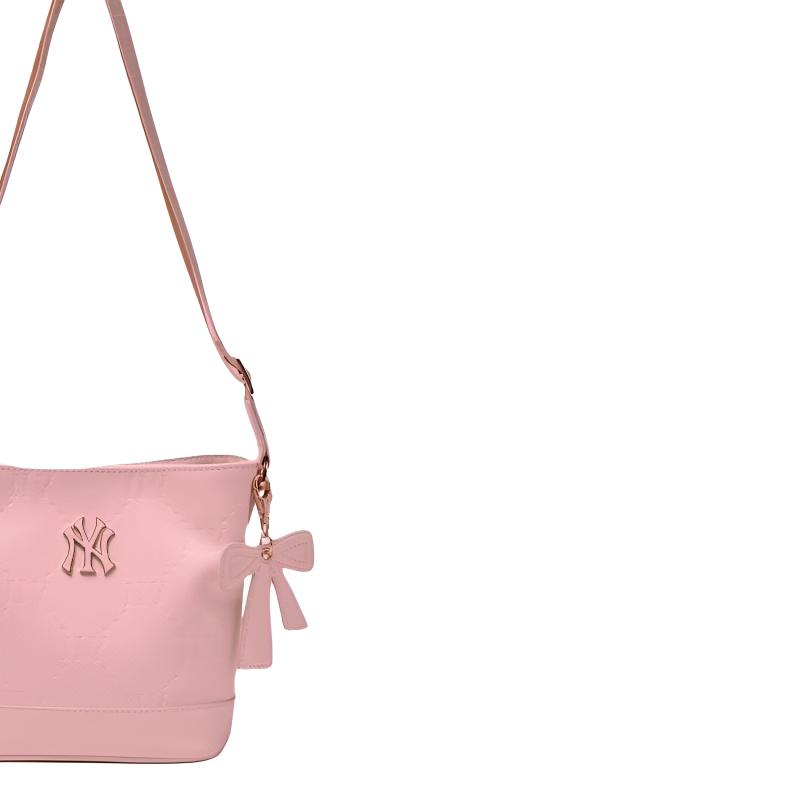 MLB Logo Diamond Old Flower Bucket Bag Crossbody Bag Kids Kids Bags Pink 7ACRM066N-50PKL