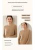 Women's Retro Cable Knit Cashmere Pullover - Soft, Skin-Friendly, Long-Sleeved, Round Neck Base Layer.