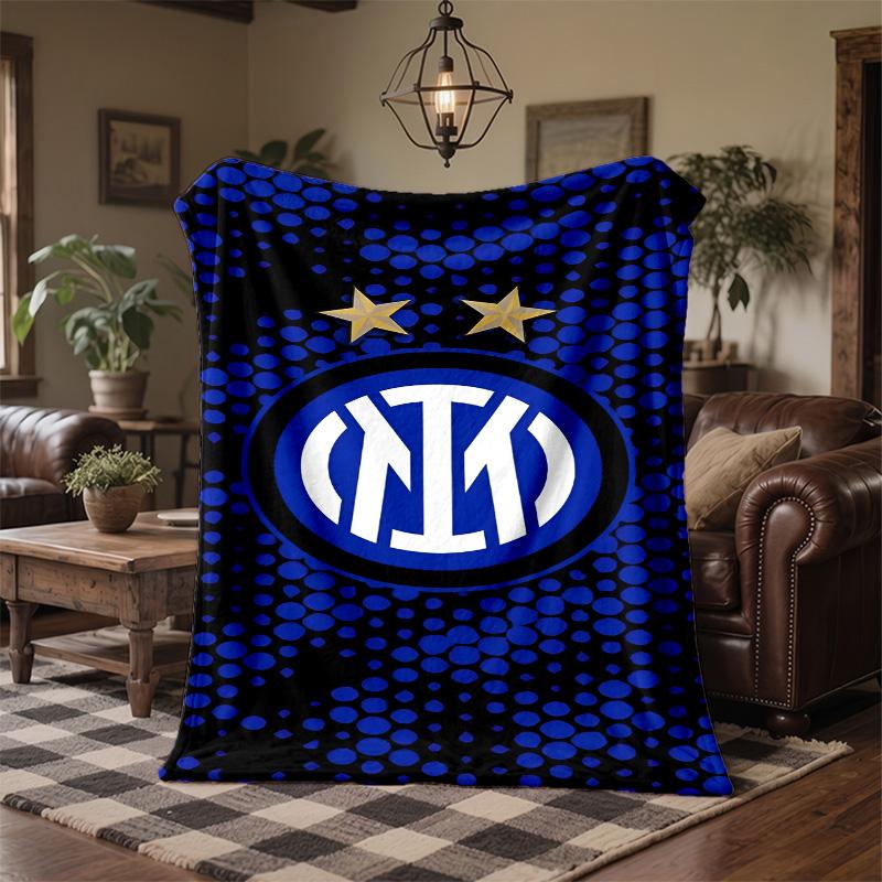 Inter Milan Print Flannel Blanket Soft Warm Sofa Bed Throw Blanket For Home Office Bedroom