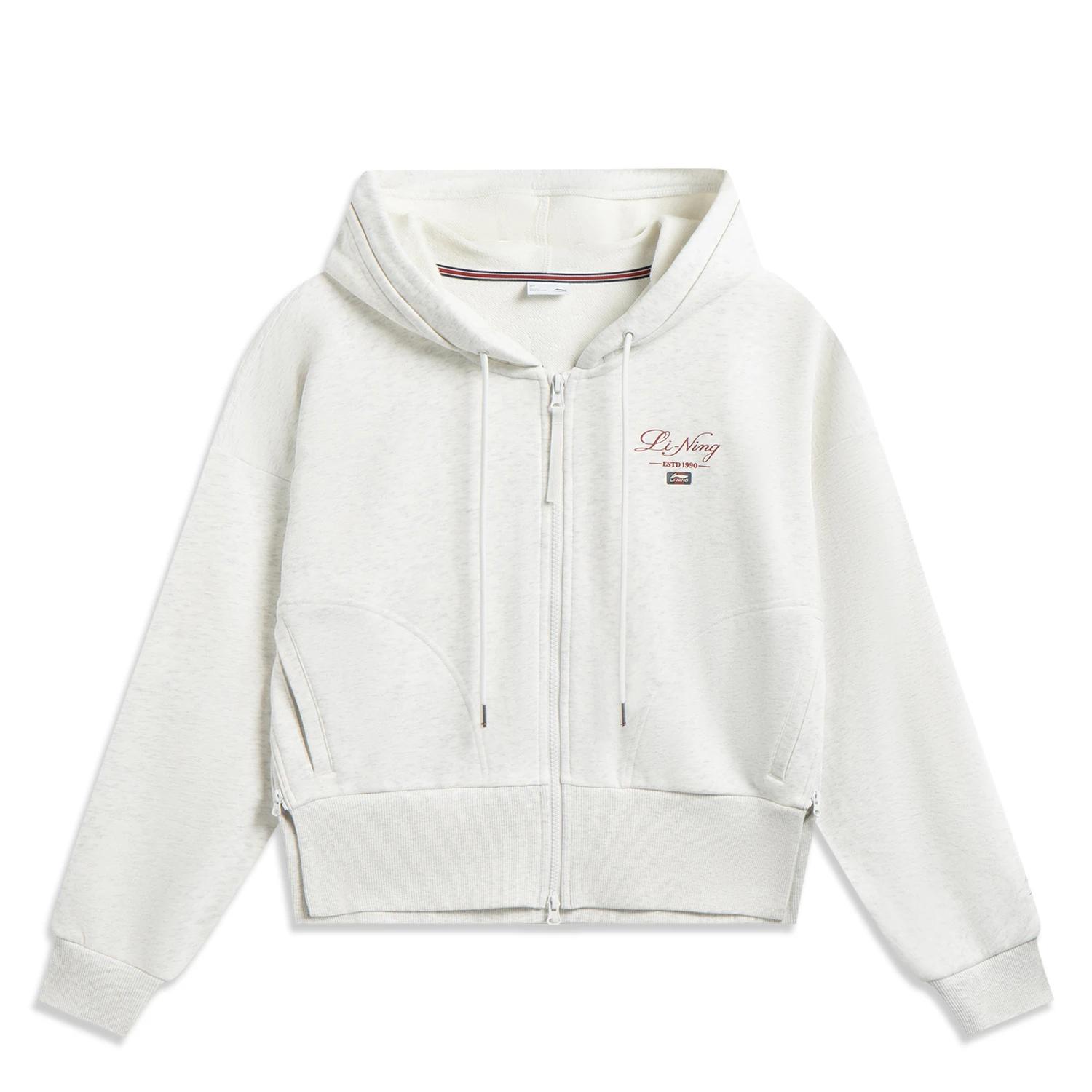 

Li-Ning Letter Zipper Hooded Versatile Loose Cardigan Sweatshirt Women sweatshirt AWDW276-1 M