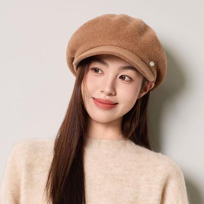 Boina Octogonal de Lana Otoño Invierno para Mujer Gorra de Pintor