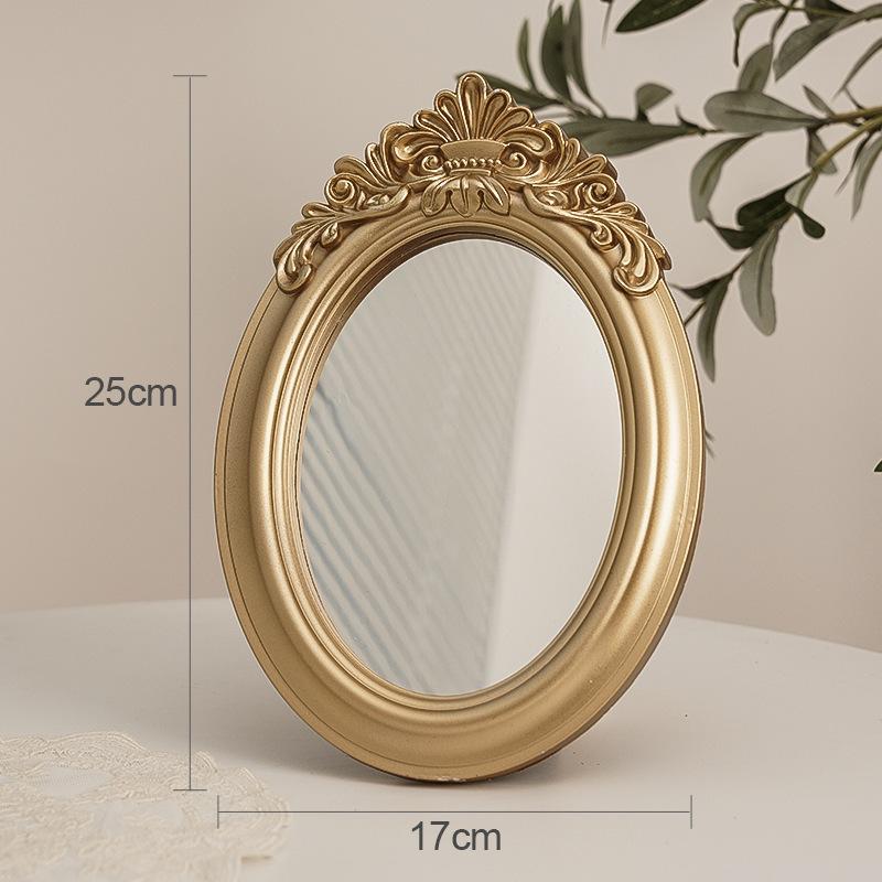 European Style Retro Carved Mirror Exquisite Golden Jewelry Tray Multifunctional Wall Mounted Mirrors for Room Decoration 2025
