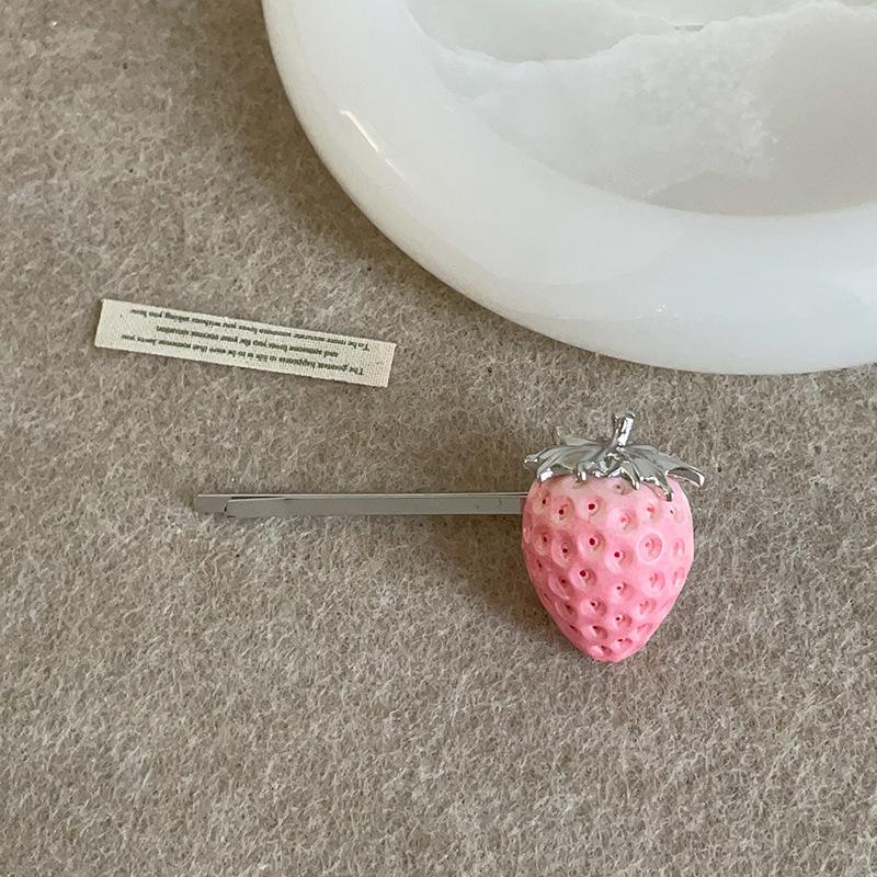 Sweet Gradient Pink Strawberry Necklace Ring Set Women Cute Fashion Jewelry