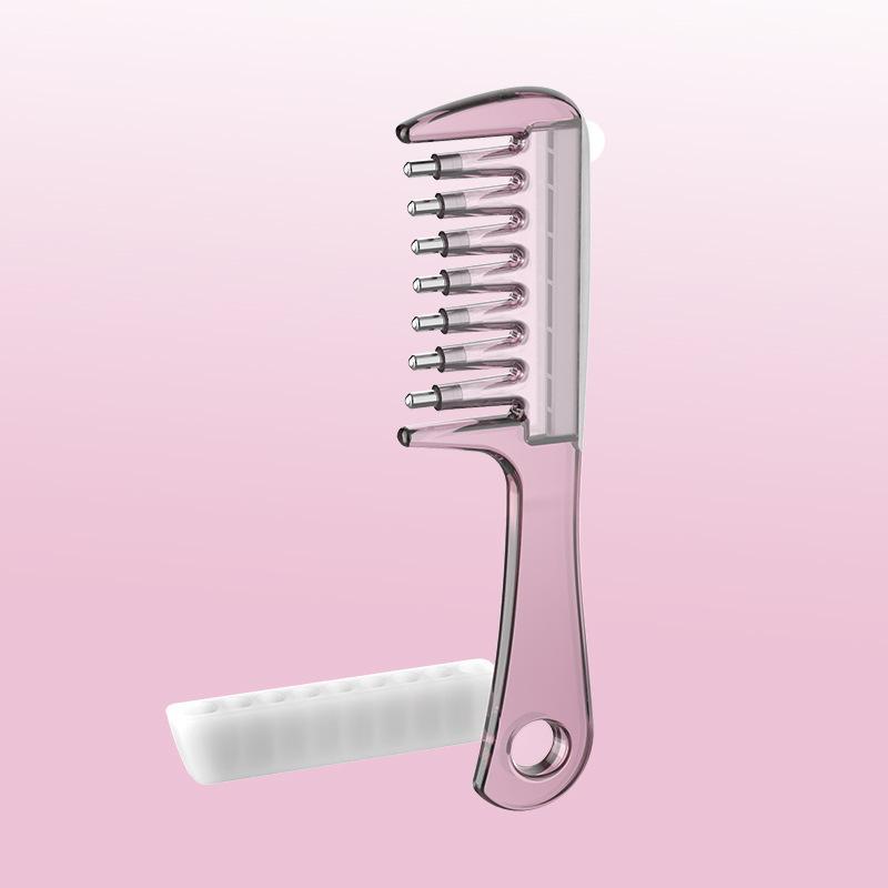 Unisex Transparent Essential Oil Applicator Massage Comb With Built-In Liquid Reservoir, Rolling Metal Teeth, Suitable For Women