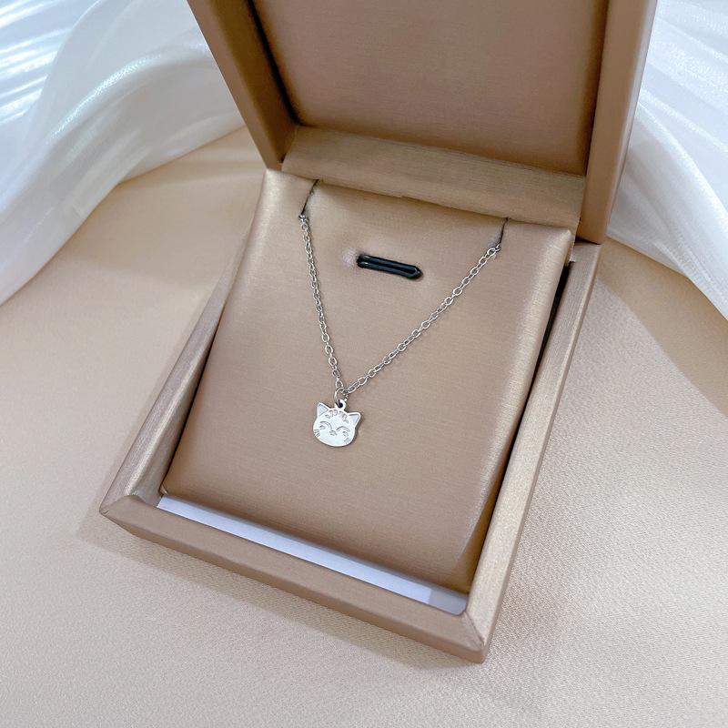 Smiley Face Cat Furnace Real Gold Cold Necklace Female Collarbone Chain With Jewelry