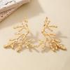 Metal Coral Branch Earrings Hollow Irregular Earrings Fashionable Red Coral Earrings  Party