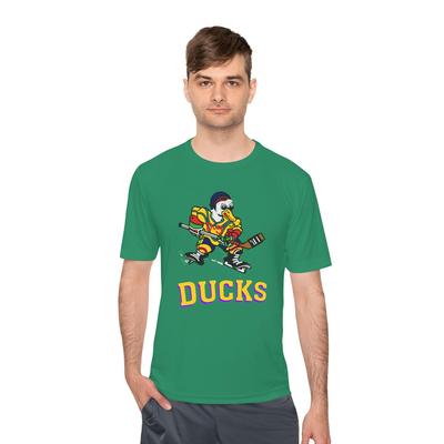 CUSTOMIZABLE - Mighty Ducks Jersey Moisture Wick Shirt Design - Green Shirt with Multi Color Print