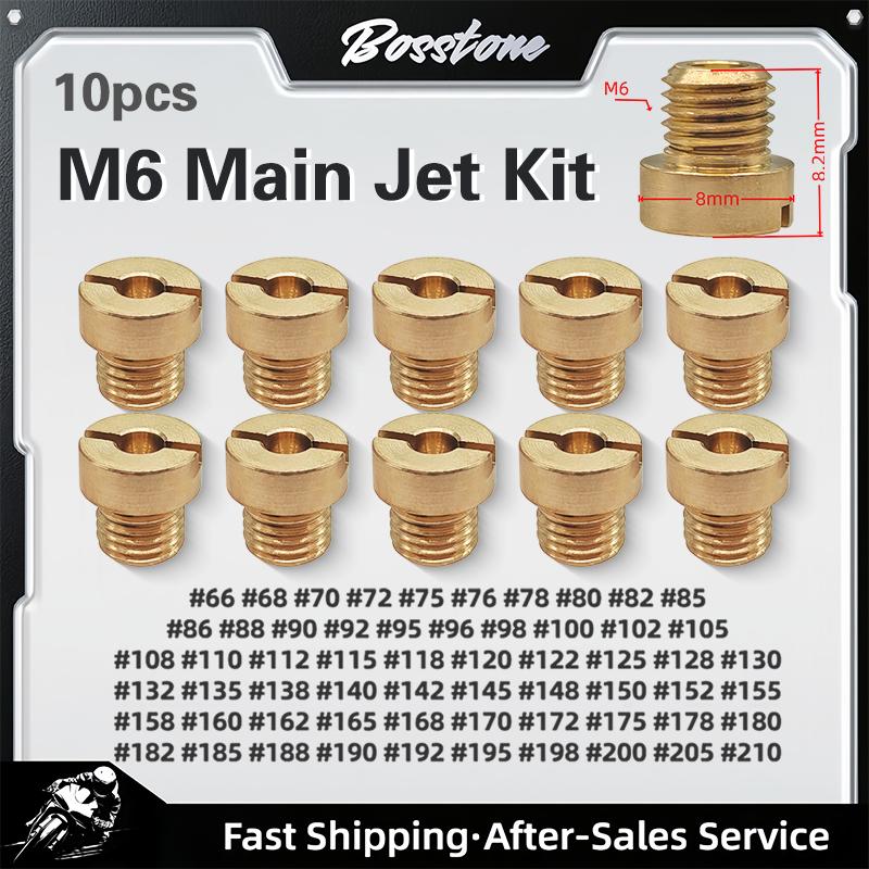 10pcs M6x0.75mm M6 Carburetor Main Jets Kit For Dellorto 6413 PHBH PHBL PHBE Motorcyle Carburetor Injector Nozzle Size#66-#210Carburetors Jets 7