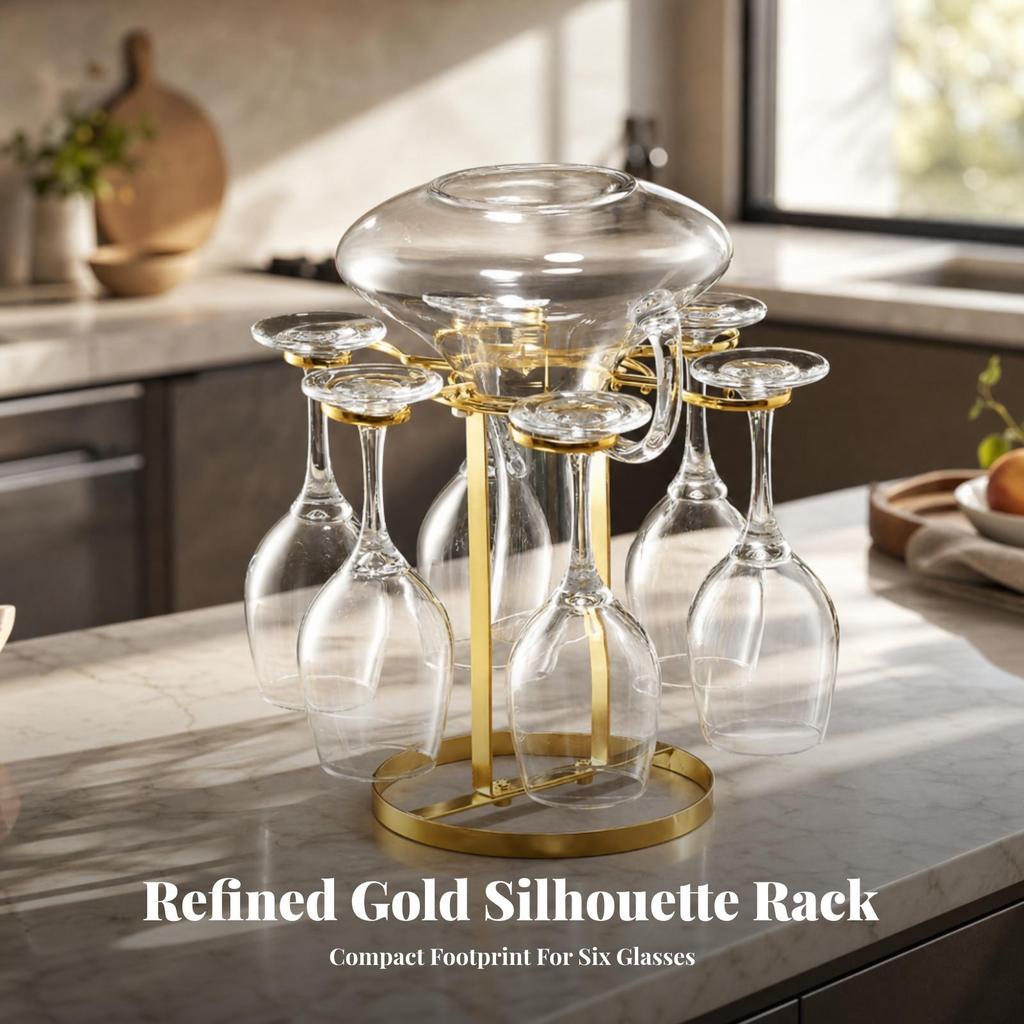 Freestanding Grape Glass Rack Sturdy Countertop Stand Low-Height
