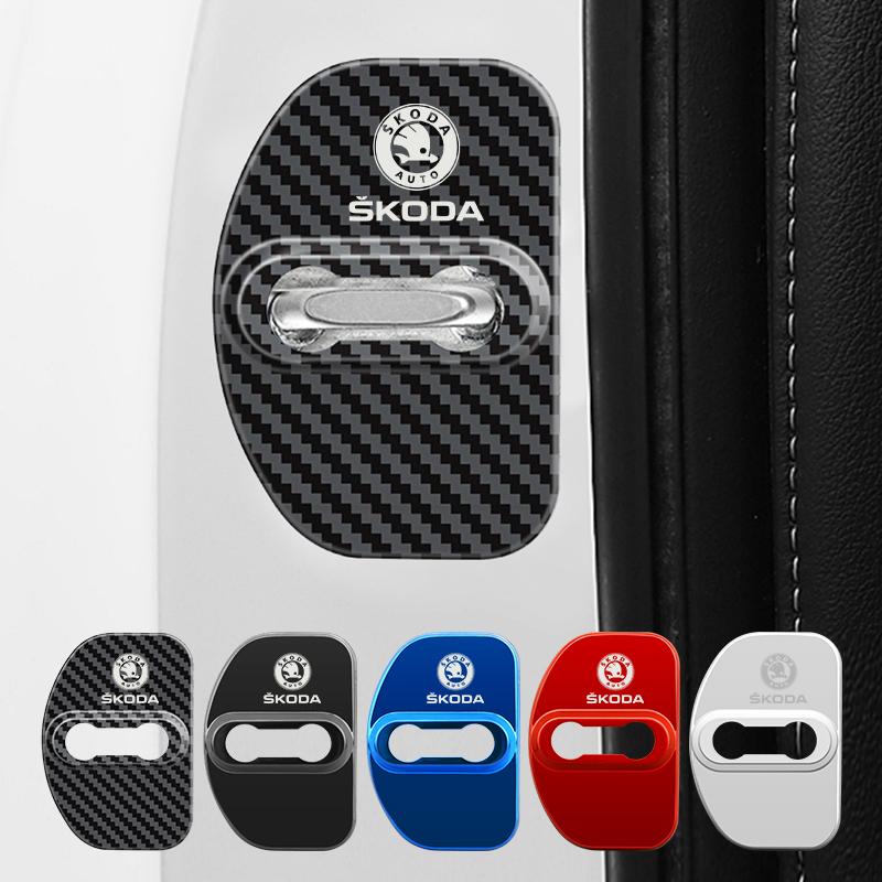 Ksbha9 Car Accessories Auto Door Lock Covers Case For Skoda Octavia KAMIQ KODIAQ SUPERB RAPID KAROQ FABIA YETI Auto Decorate Stickers