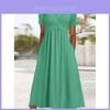 Casual Fall Solid Color V Neck Short Sleeve Dress With Pockets For Women