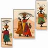 African Ladies Paintings for Wall Decoration - Set Of 3, 3d Modern Art Painting for Living Room Large Size with Frames for