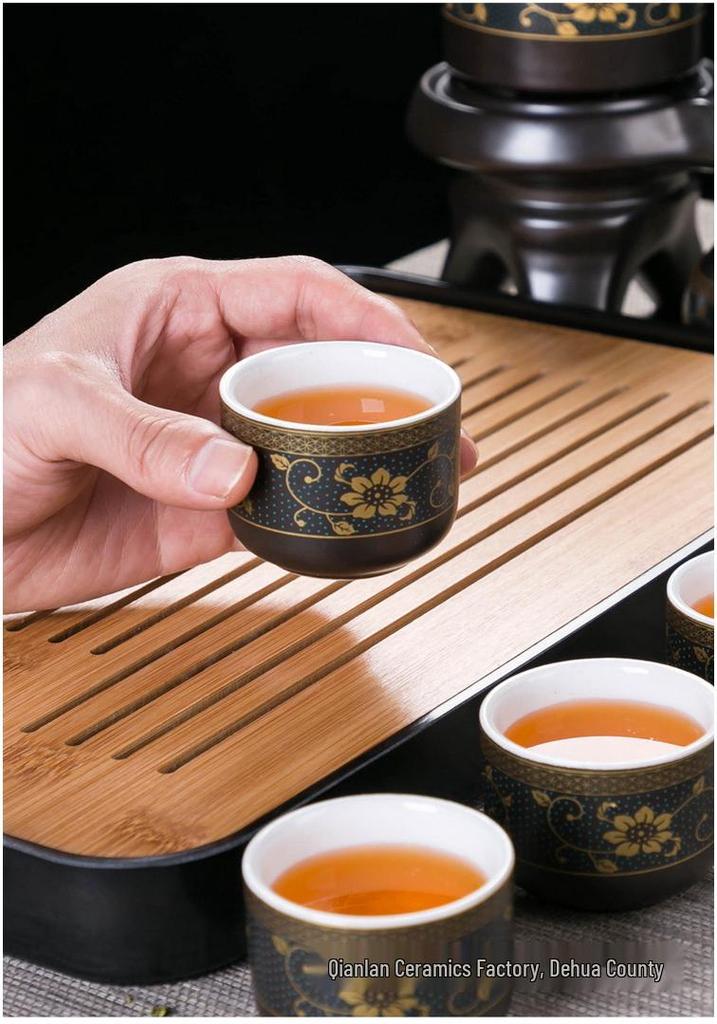 Home Tea Set: Anti-Scald Teapot, Ceramic Gongfu Cups, Stone Mill Semi-Automatic Brewer