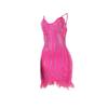 CQK2601 European-American Sexy Feather Dress with Rhinestones