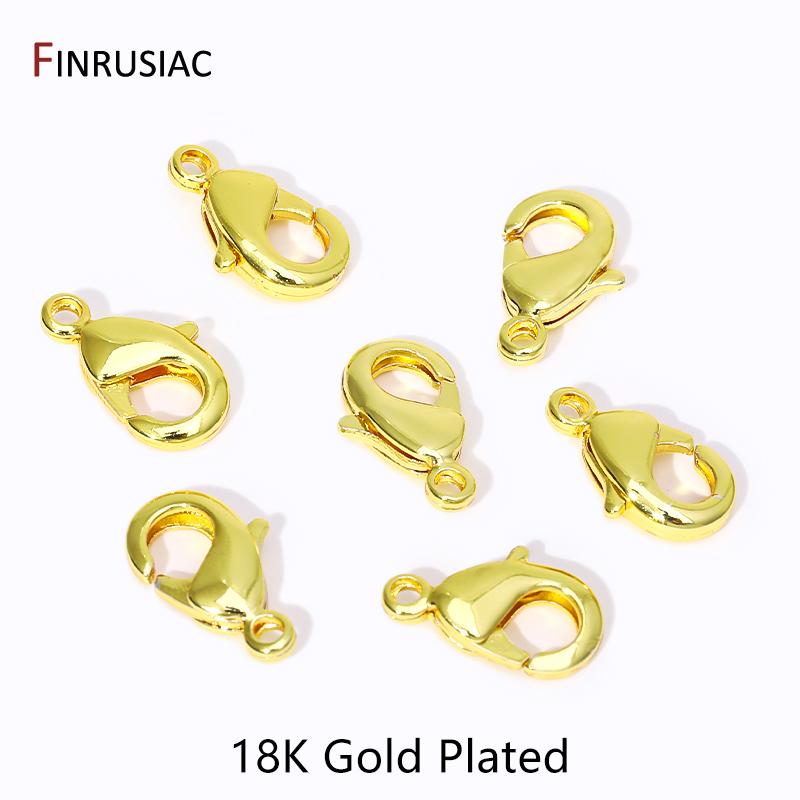 

18K Gold Plated Brass Lobster Clasps Connector,Claw Clasps For Necklace,Fastener For Bracelet,DIY Jewelry Making Accessories 10mm-10 pieces