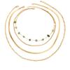 European & American Style Green Gravel Jewelry Set: Four-Piece Women's Layered Necklace and Ring Set