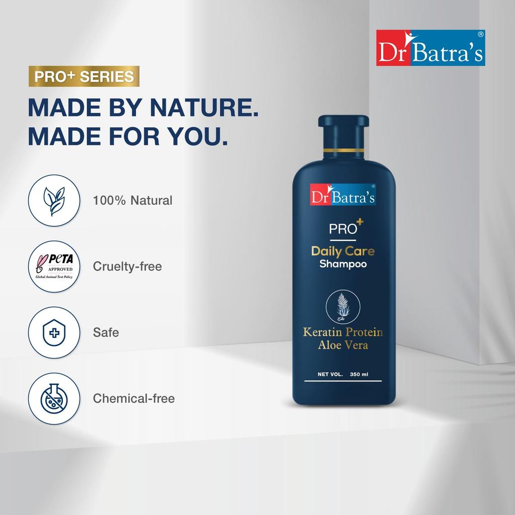 Dr Batra's PRO+ Daily Care Shampoo 350ml Pack of 1 for All Hair Types Gentle Nourishing Hair Care
