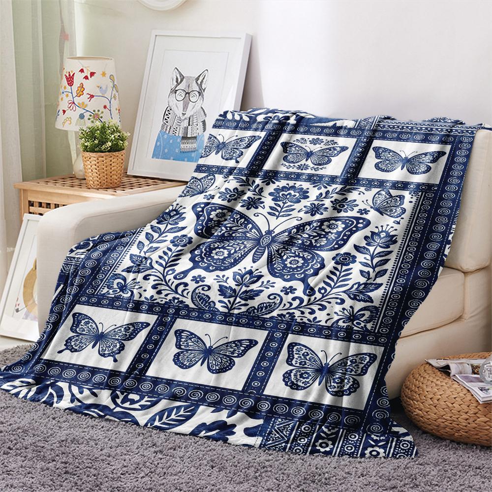 Butterfly Decoration Print Flannel Blanket, High Quality Comfortable for All Seasons, Home Decor, Warmth and Comfort, Perfect for Christmas Gifts30