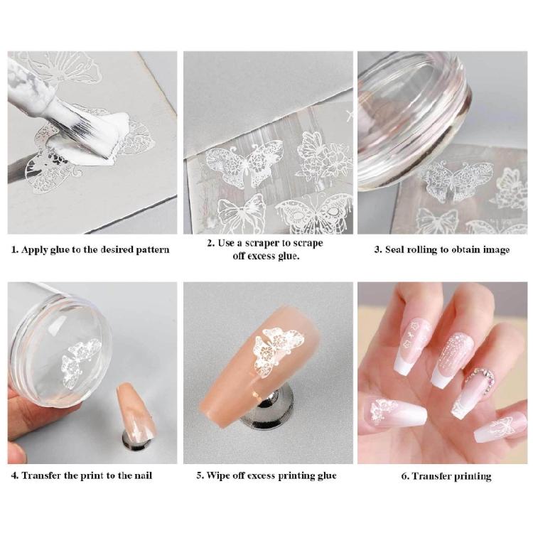 Precise Nail Stamp Kit With Interchangeable Plastic Plates And Silicone Roller For Professional Quality Results