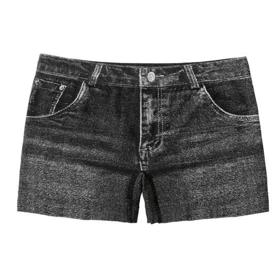 Kadın Şort Yüksek Esnek Taklit Denim Kısa Tayt Cepli Dar Kesim Yazlık Şort Günlük Giyim