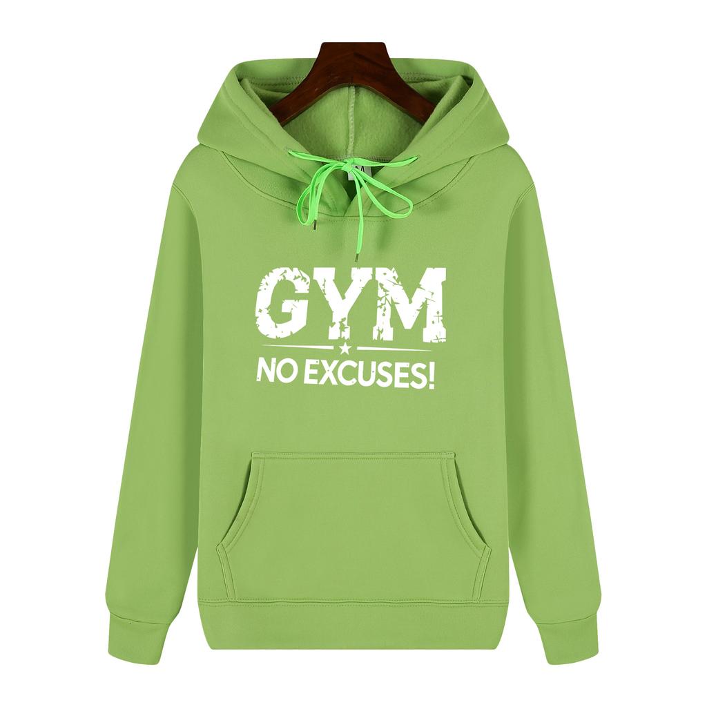 GYM Fitness Slogan Letter Print Hoodie, Unisex Sports Casual Pullover Sweatshirt