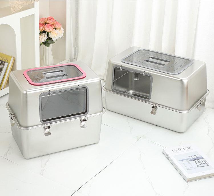All-Steel Enclosed Stainless Cat Litter Box, Odor & Splash Proof, Extra Large