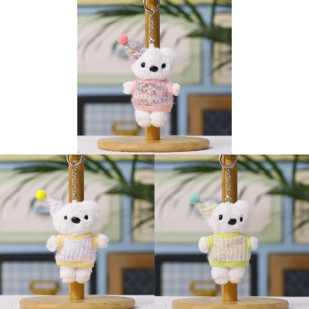 Plush Bear Keychain With Cute Mini Hat For Bag Decoration And Collectors