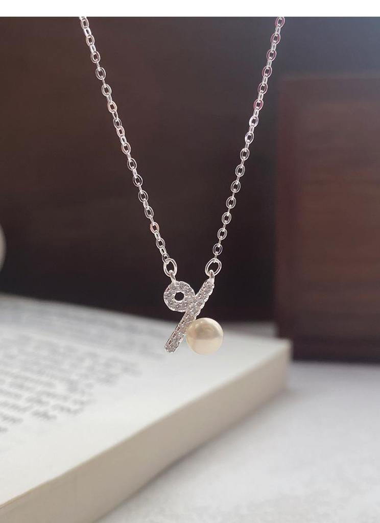 S999 Sterling Silver Freshwater Pearl Percentage Necklace High-End Clavicle Chain Accessory