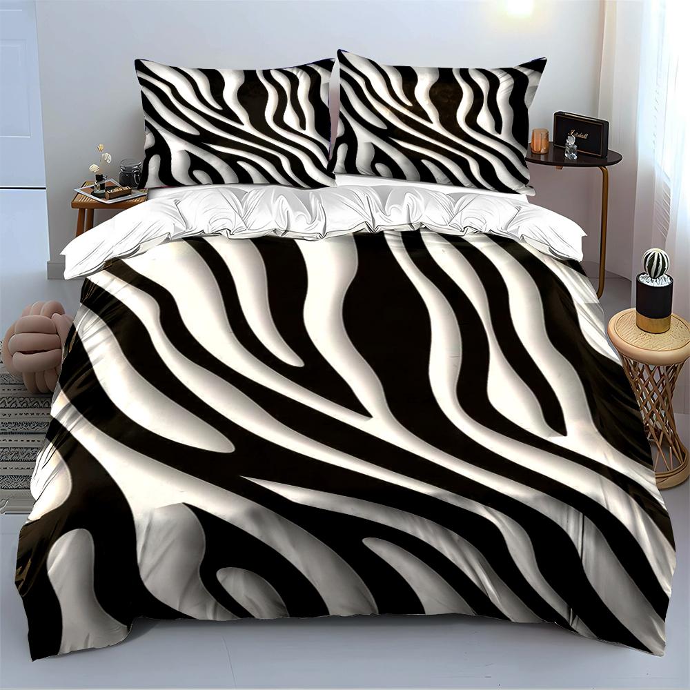 Zebra Stripe Black and White Bedding Set Bedding set (1 duvet cover, 2 pillowcases, duvet not included)