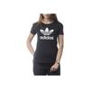 Adidas Originals Contrast Color Brand Logo Print American Vintage Shoulder Sleeve T-Shirt Women Tops Black AJ8084