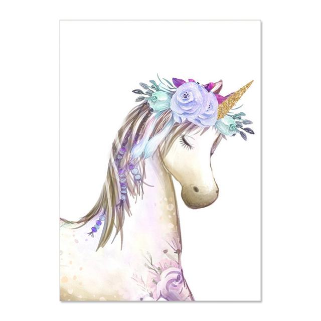 Unicorn Cloud Rainbow Wall Art Canvas Painting Nursery Posters And Prints Wall Pictures Baby Kids Room Décor No Frame