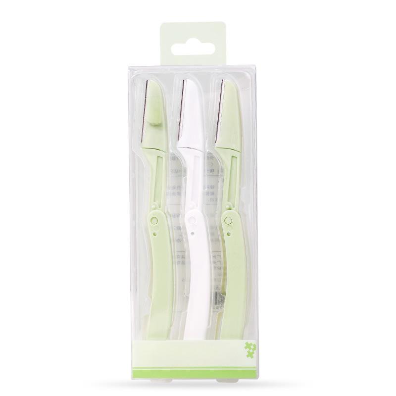 Kaqi Duoduo Macro Eyebrow Trimmer Set: 3 Folding Shaving Knives, Portable and Scratch-resistant, Model KK812.