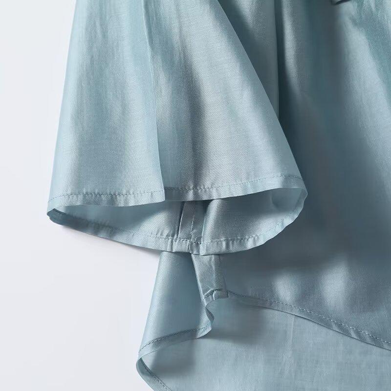 Women's Spring 2025 Flowy Long-Sleeve Lapel Shirt - Versatile Fashion for a Chic Commute