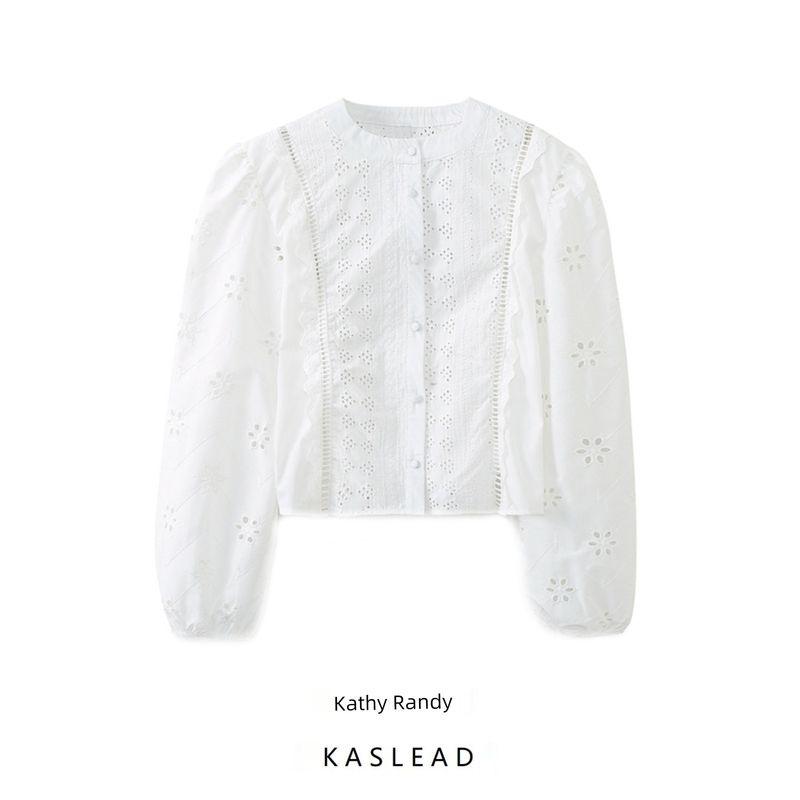 Kaslead Women's Clothing Fashion Casual Cut Out Embroider