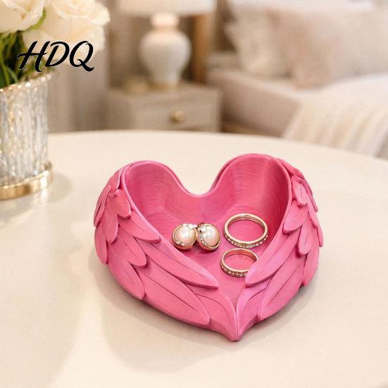 Delicate Relief Jewelry Tray 3D Printed Heart Shaped Tray Wing Girlish Organizer