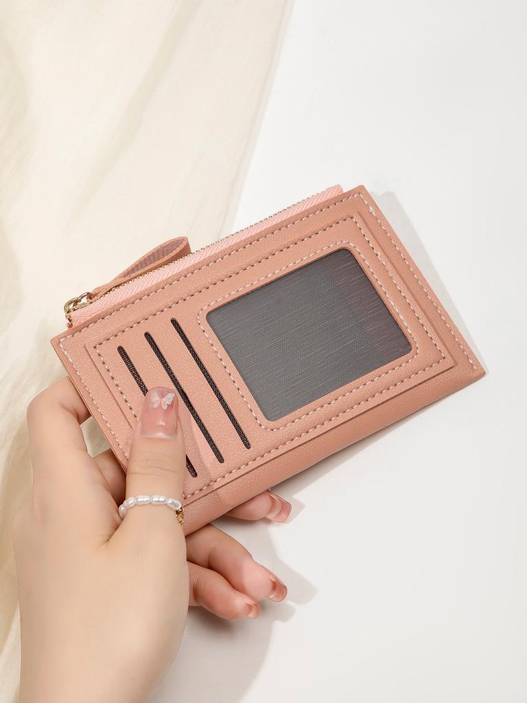 Fashionable ultra-thin women's card bag simple mini compact PU leather credit card wallet portable short multi slot zero wallet