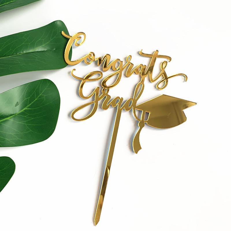 Class of 2021 Acrylic Gold Silver Congrats Grad Cake Topper for Cake Decoration Party Supplies I Did It