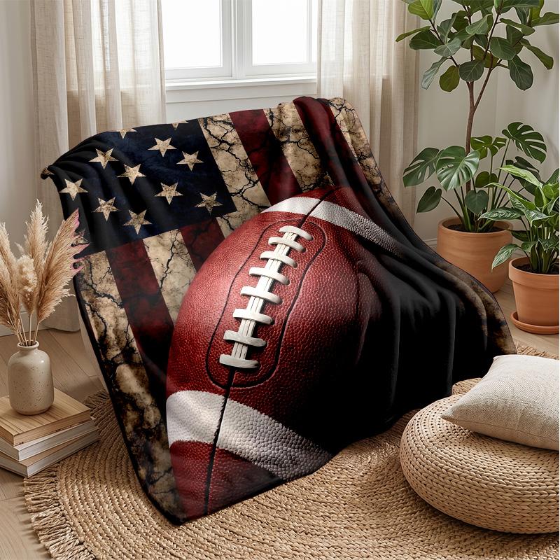 American Football and Lightning blanket Personalized Name Flannel Blanket Soft Cozy Plush Throw for Sofa Bed Lightweight Home Decor