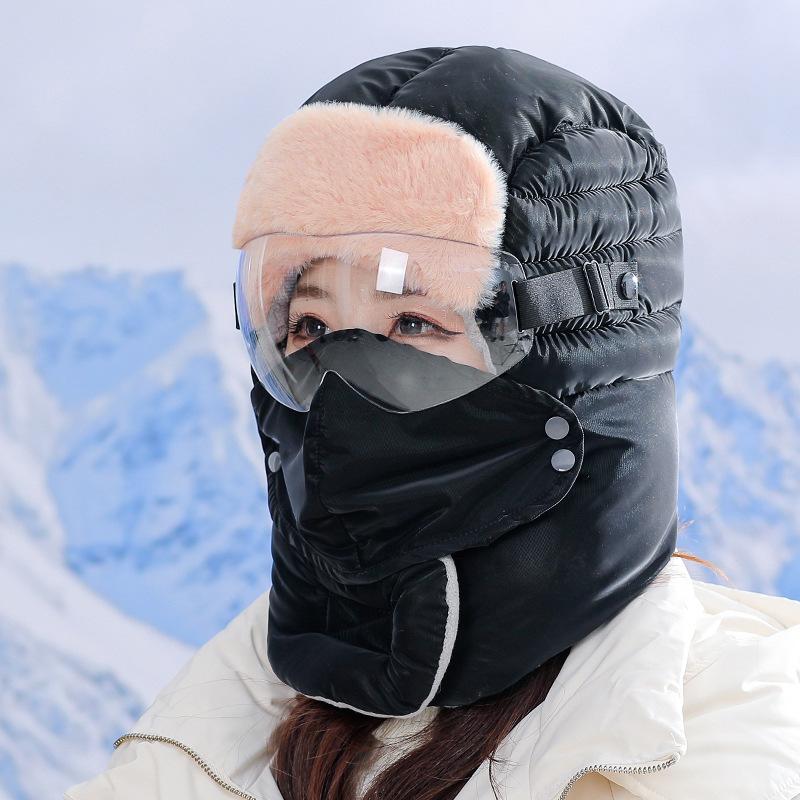 Windproof and Cold-proof, Lightning Front Hats for Men and Women, Thickened Warm, Ear Protection and Eye Protection, Motorcycle Riding Hats